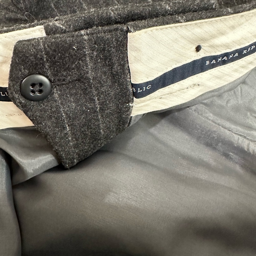 Banana Republic NWOT Charcoal Pinstripe Lined Wool Cashmere Slacks Trousers 12 - Picture 10 of 15